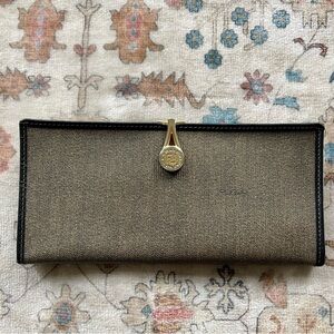 Fendi Black & Khaki Wallet with Gold Fendi Clasp